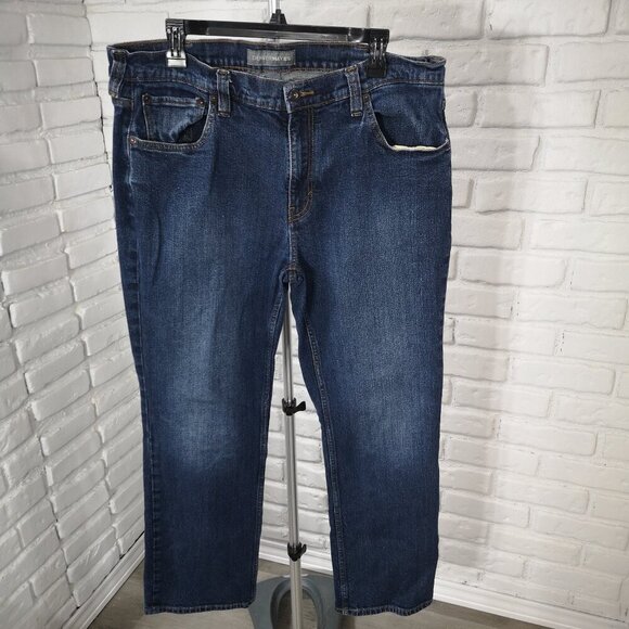 Denver Hayes Men's Size 38/30 Medium Wash Straight Legs Blue Jeans - Picture 1 of 14